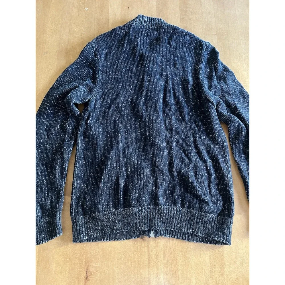 Michael Stars Men's Gray Knit Cotton Cardigan‎ Zip Mock Neck Sz L Large